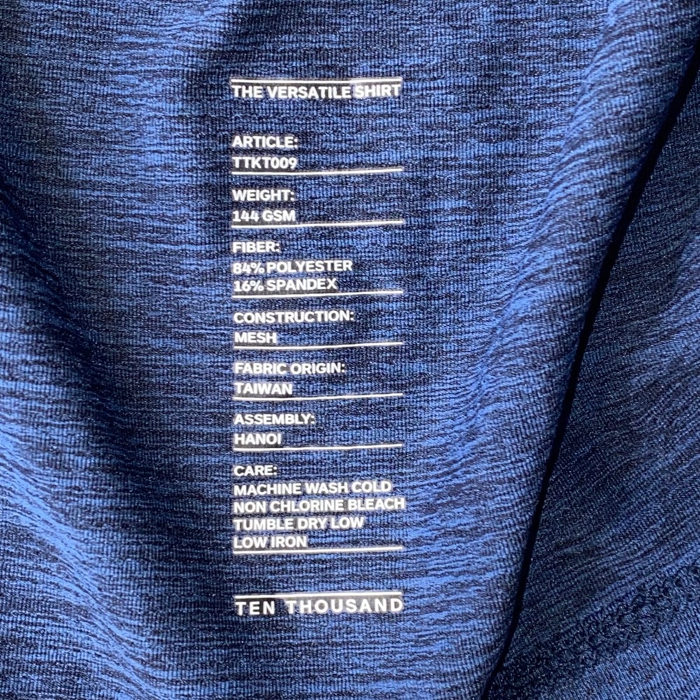 Ten Thousand Versatile Shirt Mens Medium Blue Athletic Workout Gym CrossFit MMA - Picture 3 of 9
